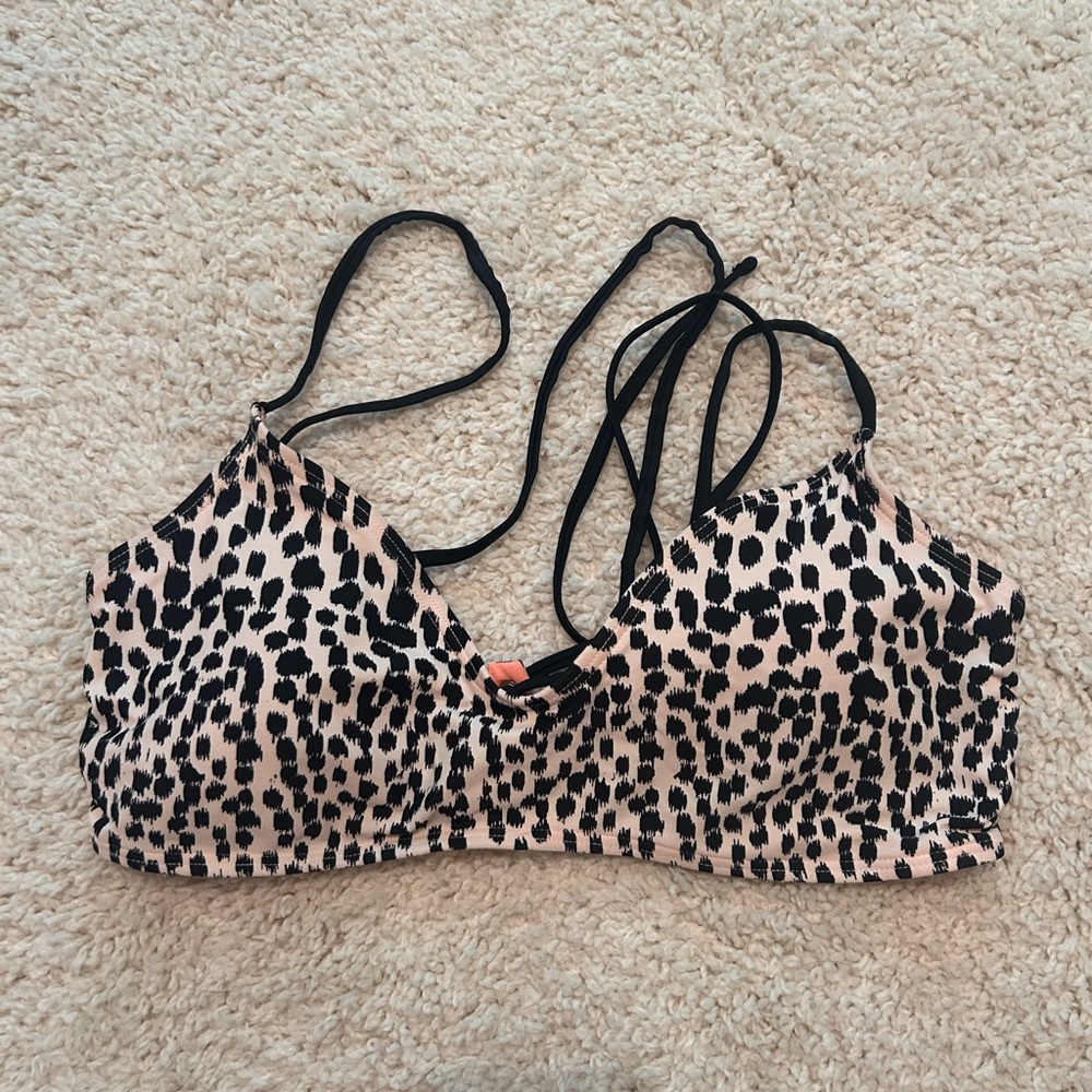 Leopard Print Strappy Bikini Top